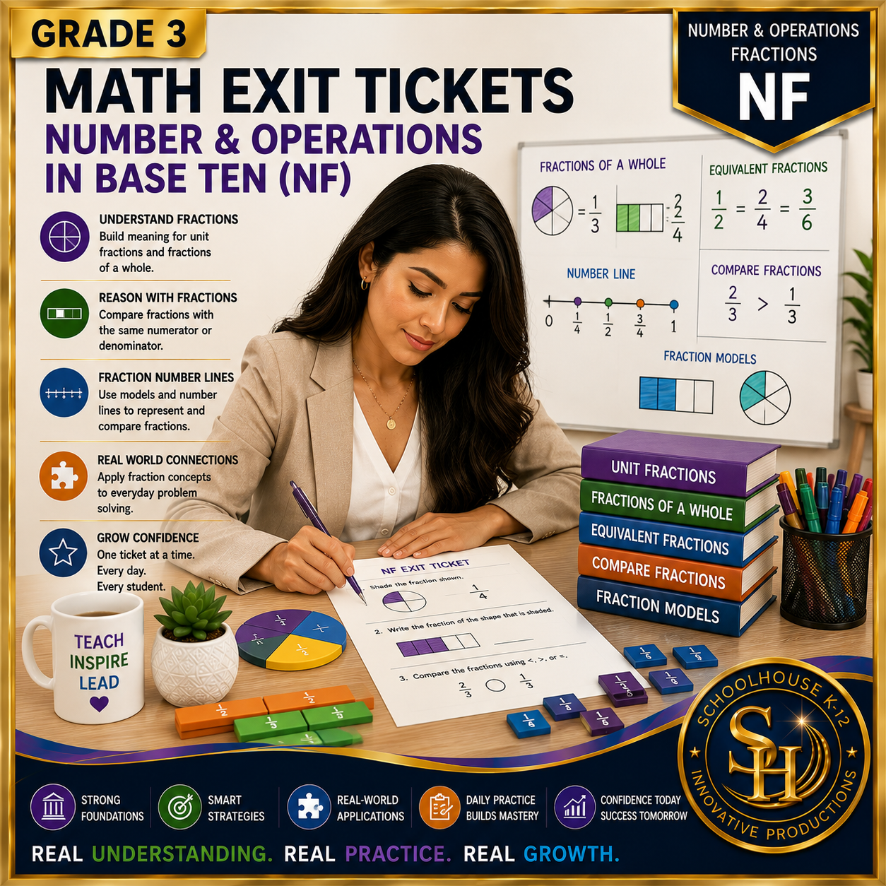 3rd Grade Number & Operations—Fractions Math Exit Tickets cover